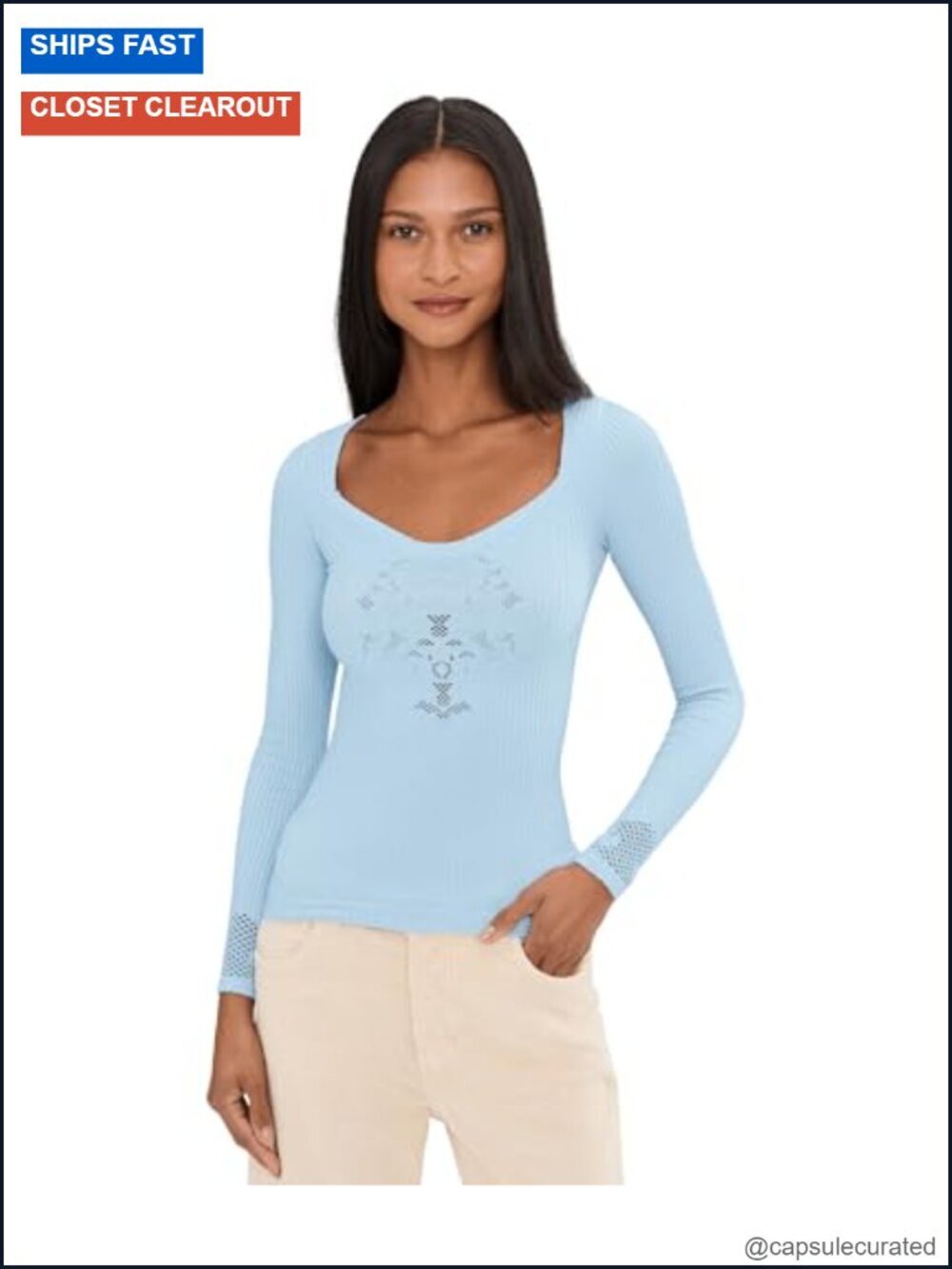 Seamless Ribbed Knit Sleeveless Tee with Open-Knit Details